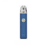 OXVA Xlim 4 Pod Vape Kit in Silken Blue Leather on a White Background.