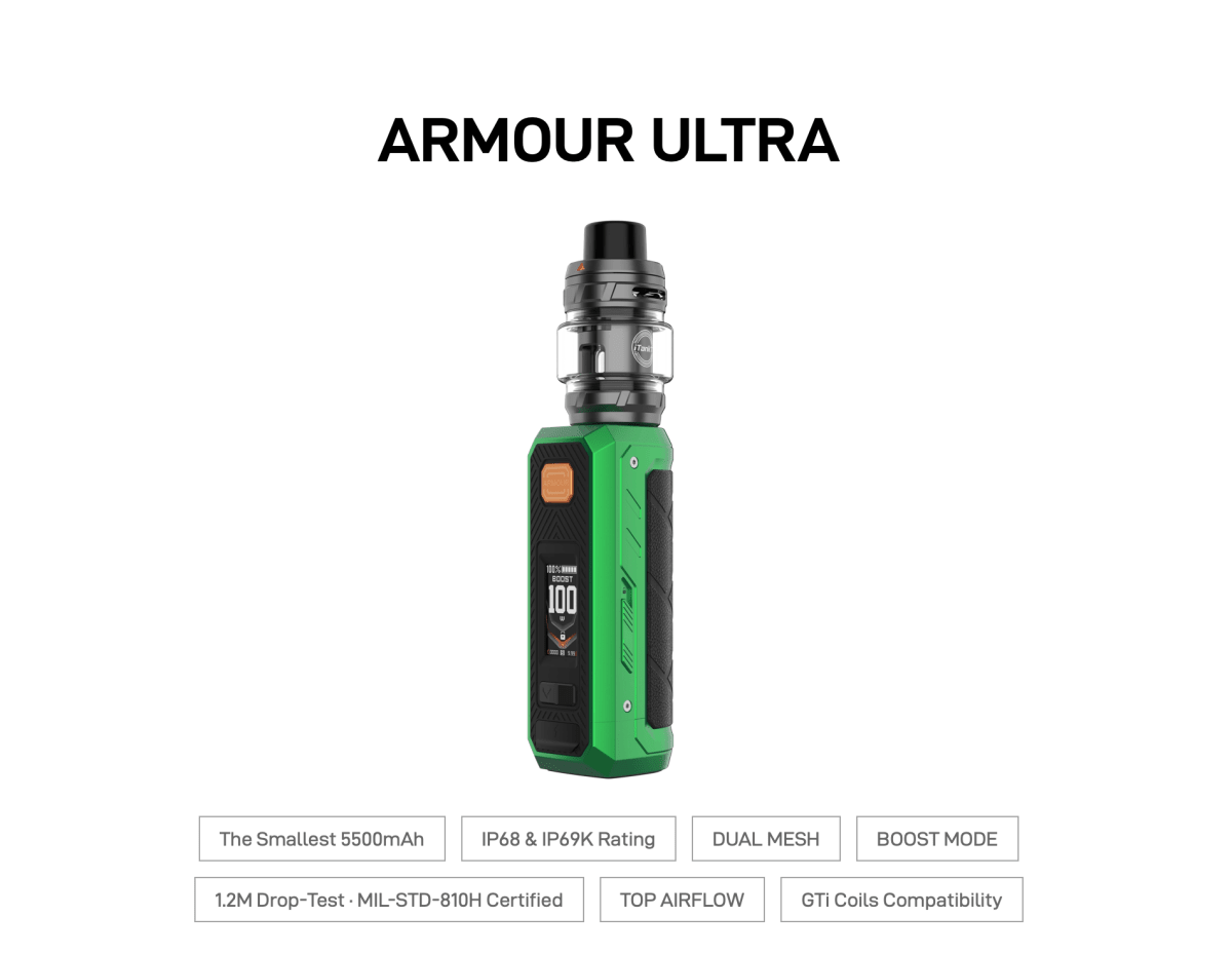 Vaporesso Armour Ultra Vape Kit Specifications.
