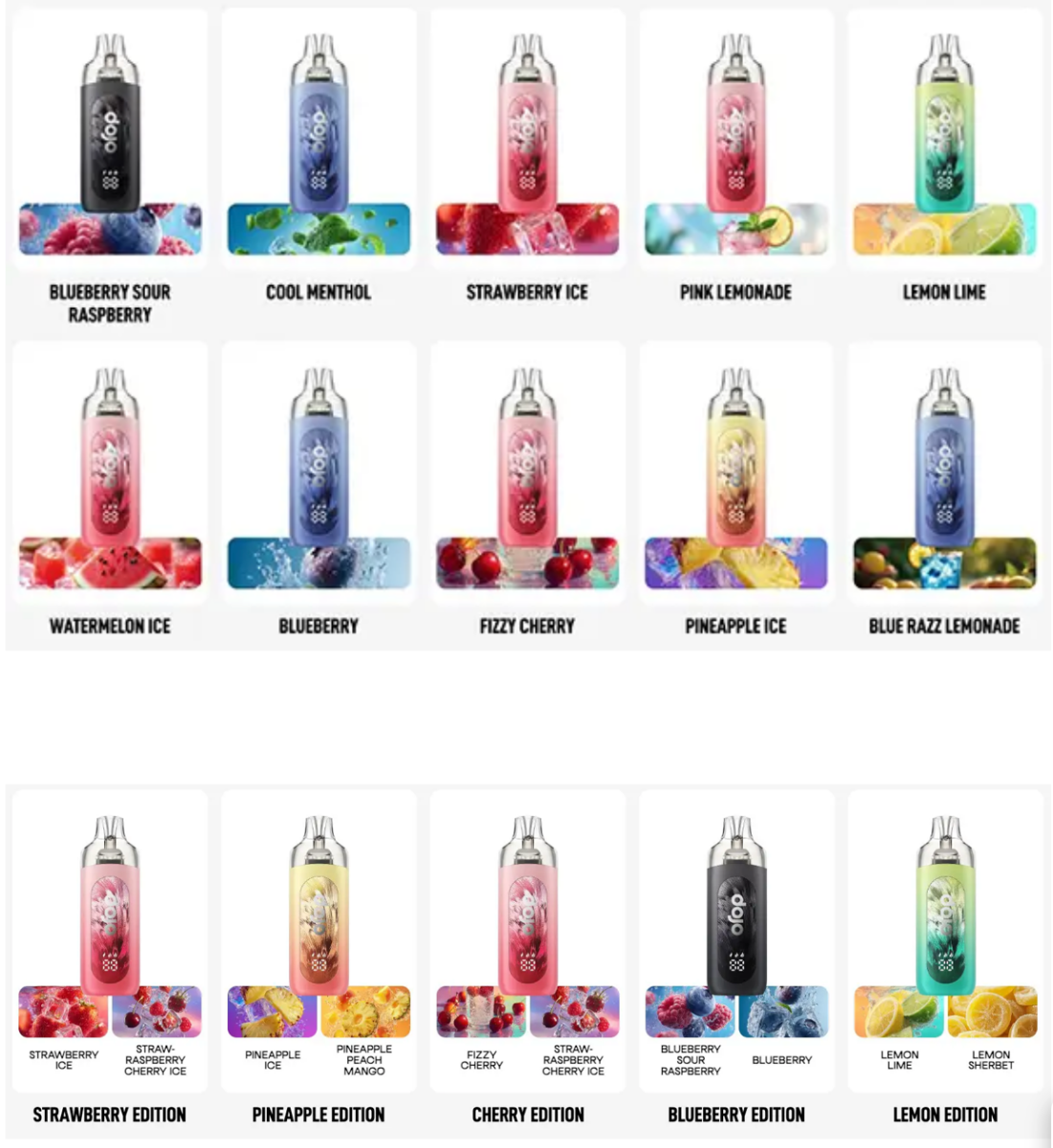 Vaporesso Dojo Blast Pro 30k Prefilled Pod Kit Flavour List.