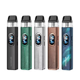 A collection of Vaporesso XROS 6 Pod Vape Kit showing all the colours available on a white background. Vape Town UK.
