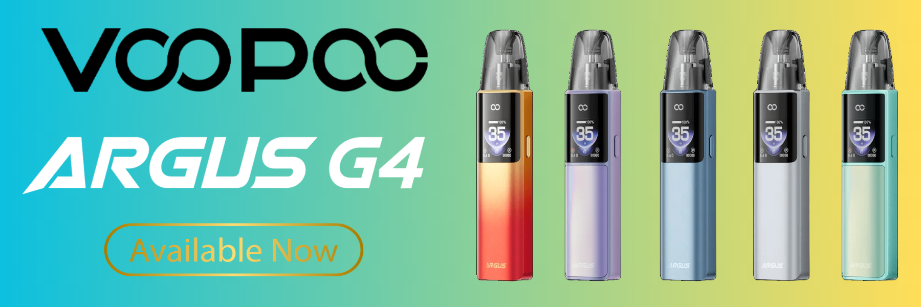 VooPoo Argus G4 vape devices on a gradient background with VooPoo logo.