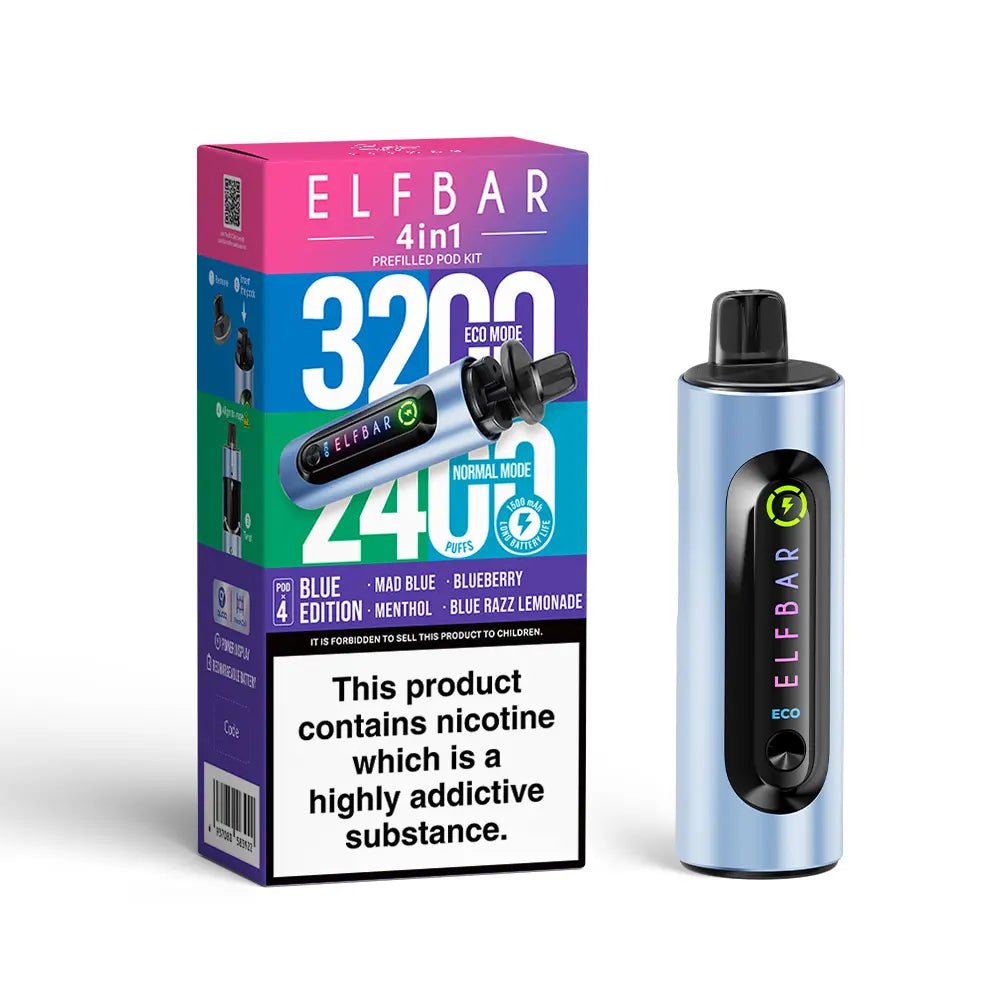 ElfBar 4 in 1 Pod Vape Kit Blue Edition available from the online vape shop Vape Town UK