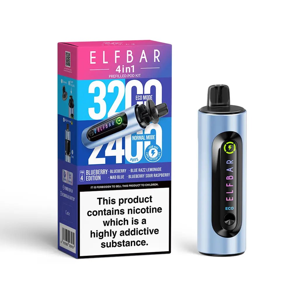 ElfBar 4 in 1 Pod Vape Kit Blueberry Edition available from the online vape shop Vape Town UK