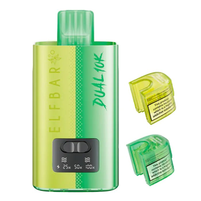 ElfBar Dual 10K Disposable Kit Green Edition available from the online vape shop Vape Town UK
