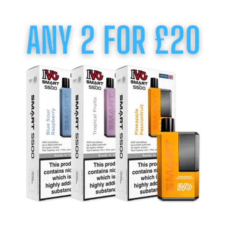 IVG SMART 5500 Disposable Pod Vape Kit Blue Raspberry Ice available from the online vape shop Vape Town UK