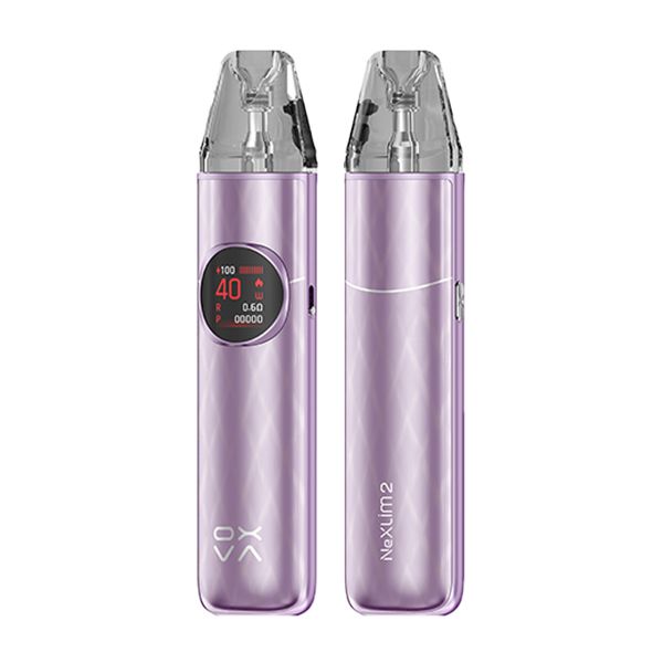 Shiny Purple OXVA NeXlim 2 Pod Vape Kit on a White Background.