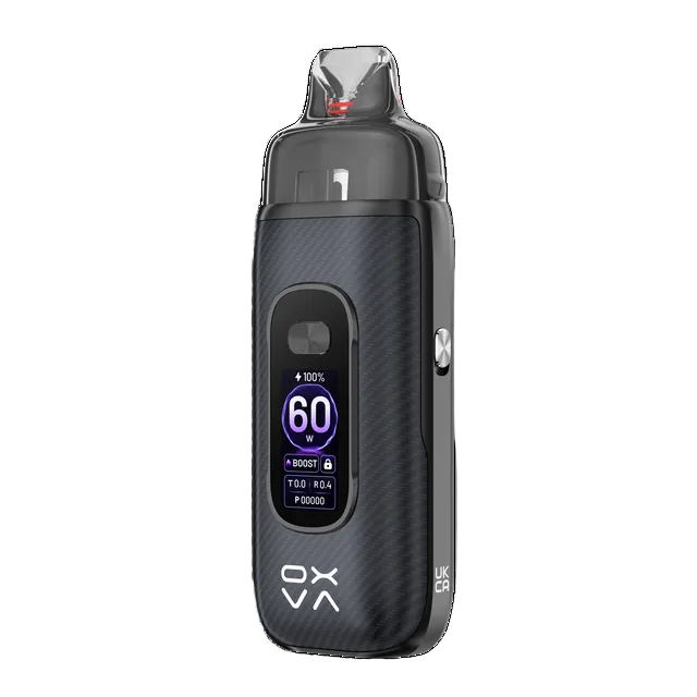 Black Carbon OXVA VPRIME 2 Pod Vape Kit on a White Background.