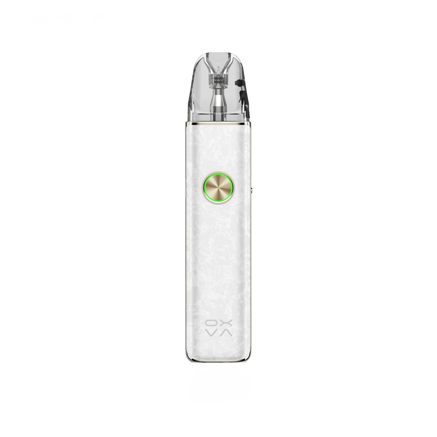 OXVA Xlim 4 Pod Vape Kit in Nacre White on a White Background.