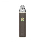 OXVA Xlim 4 Pod Vape Kit in Silken Brown Leather on a White Background.