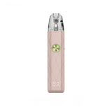 OXVA Xlim 4 Pod Vape Kit in Silken Champagne Leather on a White Background.