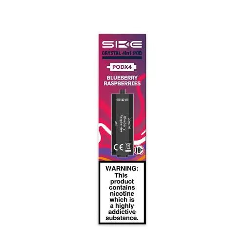 SKE Crystal 4-in-1 Pre-Filled Replacement Pods Blueberry Raspberries available from the online vape shop Vape Town UK
