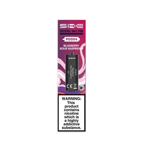 SKE Crystal 4-in-1 Pre-Filled Replacement Pods Blueberry Sour Raspberry available from the online vape shop Vape Town UK