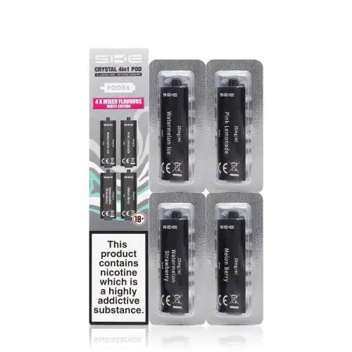 SKE Crystal 4-in-1 Pre-Filled Replacement Pods White Edition available from the online vape shop Vape Town UK