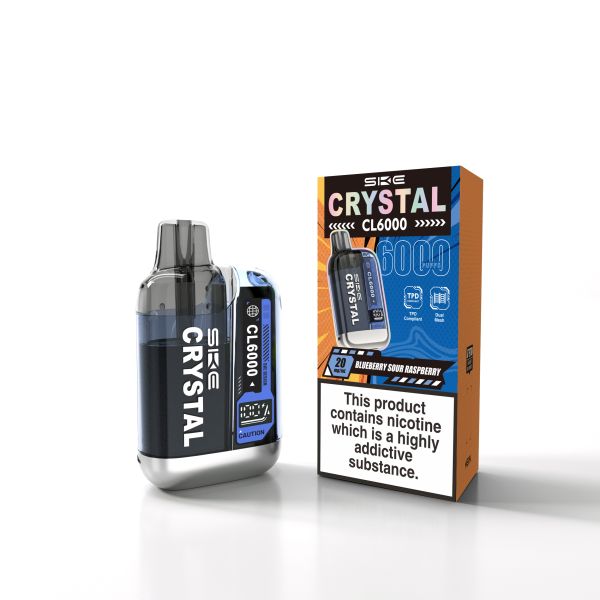 SKE Crystal CL6000 Disposable Vape Kit Blueberry Sour Raspberry available from the online vape shop Vape Town UK