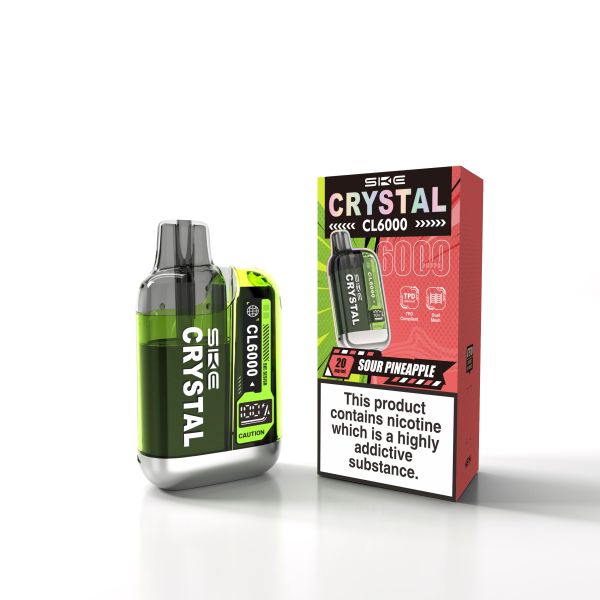 SKE Crystal CL6000 Disposable Vape Kit Sour Pineapple available from the online vape shop Vape Town UK