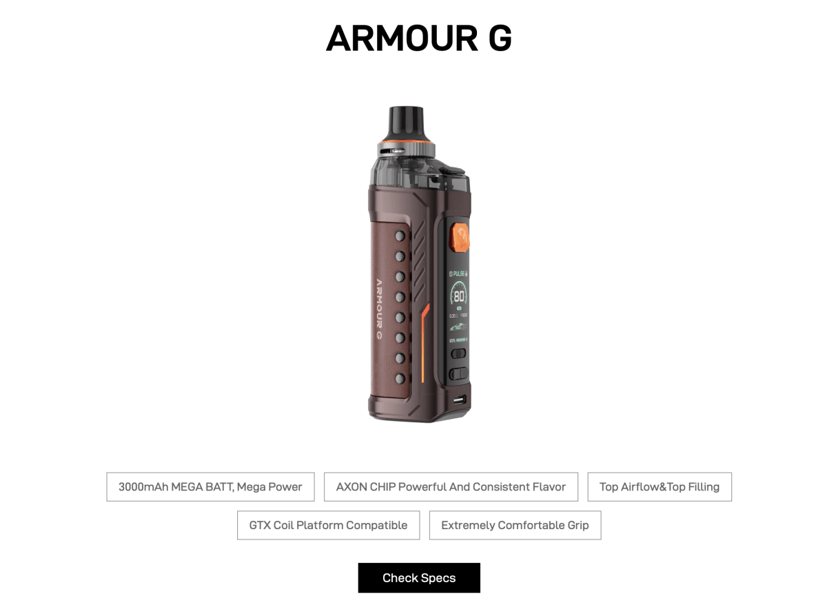 Vaporesso Armour G Pod Vape Kit Product Benefits.