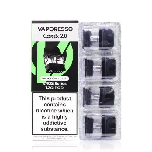Vaporesso XROS COREX 2.0 Replacement Pods 4 Pack 1.2 Ohm COREX 2.0 available from the online vape shop Vape Town UK