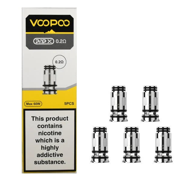 VooPoo PNP X Coils in 0.2ohm Resistance on a White Background.