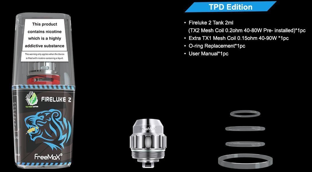 Freemax Fireluke 2 Mesh Tank Black available from the online vape shop Vape Town UK